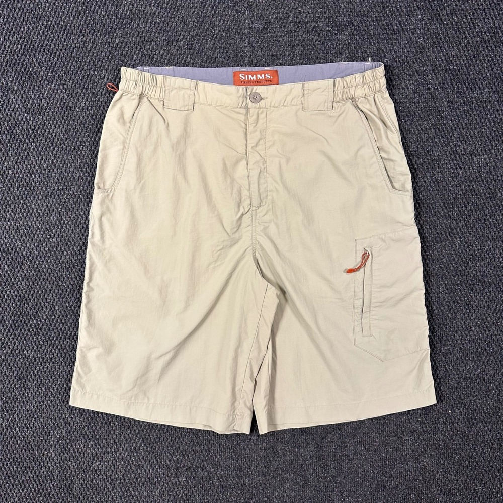 Simms COR3 Fishing Shorts Mens Large Khaki Tan Nylon Cargo Hiking Utility 34W